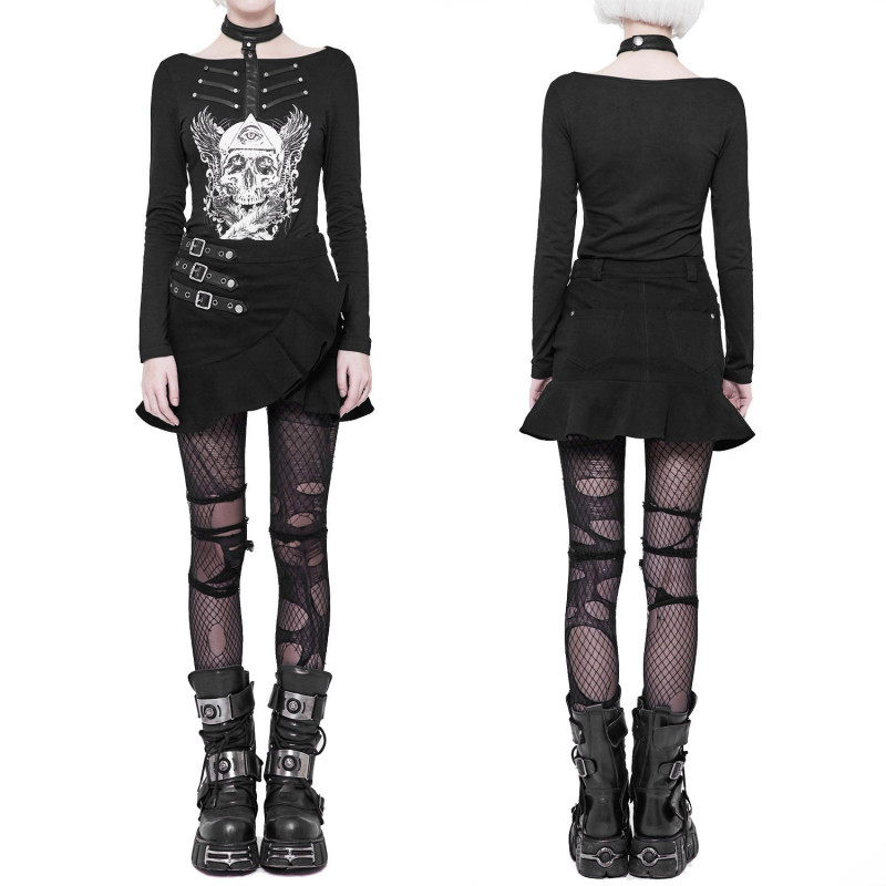 Gothic Mini Skirt With Buckles